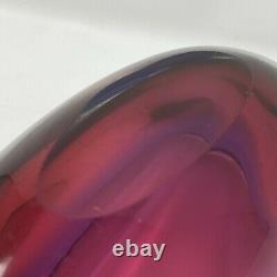 Vintage Murano Seguso 8.5 Rolled Edge Sommerso Bowl Hand Blown Purple & Magenta