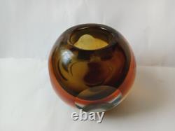 Vintage Murano Sommerso Hand Blown Art Glass Short Vase/Candle Holder