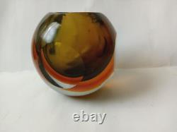 Vintage Murano Sommerso Hand Blown Art Glass Short Vase/Candle Holder
