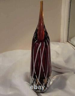 Vintage Murano Sommerso Hand Blown Glass Vase Color Flavio Poli Formia Rare 11