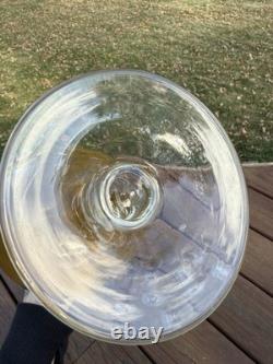 Vintage Murano Style Amber Glass Decanter Set Hand-blown, Stopper And 6 Glasses