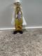 Vintage Murano Style Art Glass Clown Figurine Amber White Hand Blown Italian Sty