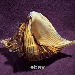 Vintage Murano Style Art Glass Conch Shell Beach House Chic Beautifully Made 8