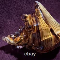 Vintage Murano Style Art Glass Conch Shell Beach House Chic Beautifully Made 8