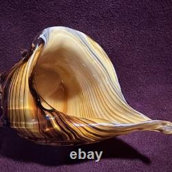 Vintage Murano Style Art Glass Conch Shell Beach House Chic Beautifully Made 8