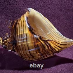 Vintage Murano Style Art Glass Conch Shell Beach House Chic Beautifully Made 8