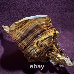 Vintage Murano Style Art Glass Conch Shell Beach House Chic Beautifully Made 8