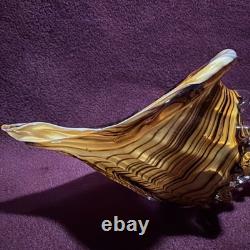 Vintage Murano Style Art Glass Conch Shell Beach House Chic Beautifully Made 8