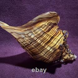 Vintage Murano Style Art Glass Conch Shell Beach House Chic Beautifully Made 8