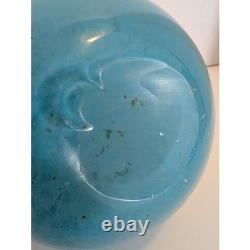 Vintage Murano Style Art Glass Fat Rooster Hand Blown Blue Green Open Pontil MCM