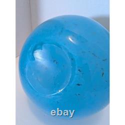 Vintage Murano Style Art Glass Fat Rooster Hand Blown Blue Green Open Pontil MCM