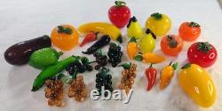 Vintage Murano Style Art Glass Hand-Blown Fruit & Vegetables lot of 26