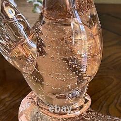 Vintage Murano Style Art Glass Love Birds On Branch Peach Bubbles 12.5W X 6.5H