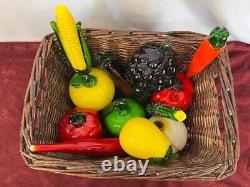 Vintage Murano Style Hand Blown Art Glass Fruits and Vegetables