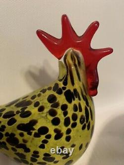 Vintage Murano Style Hand Blown Art Glass Rooster Chicken A Pair (2)