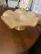 Vintage Murano Style Hand Blown Glass Fruit Bowl, Orange/ Peach Colored Splash