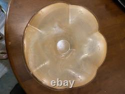 Vintage Murano Style Hand Blown Glass Fruit Bowl, Orange/ Peach Colored Splash