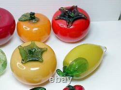 Vintage Murano Style Hand Blown Glass Fruits & Vegetables Lot of 13