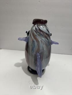 Vintage Murano Style Hand Blown Large Fish Vase Sculpture Art Glass