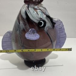 Vintage Murano Style Hand Blown Large Fish Vase Sculpture Art Glass