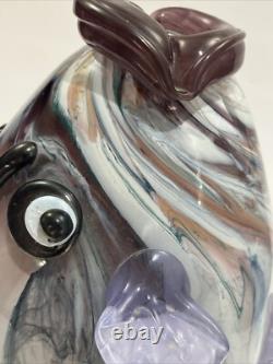 Vintage Murano Style Hand Blown Large Fish Vase Sculpture Art Glass