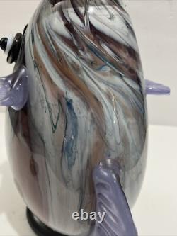 Vintage Murano Style Hand Blown Large Fish Vase Sculpture Art Glass