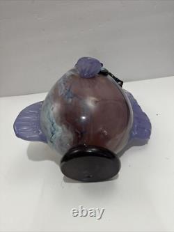 Vintage Murano Style Hand Blown Large Fish Vase Sculpture Art Glass