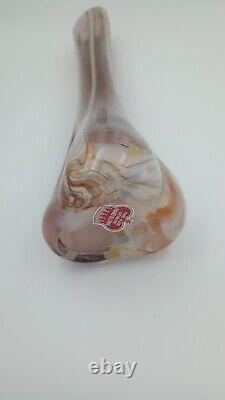 Vintage Murano Style Hand Blown Swung Glass Vase 10.5 Japan Multicolor Striped