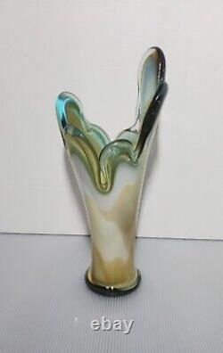 Vintage Murano Style Hand Blown Vase Beach- Wave Break Inspiration