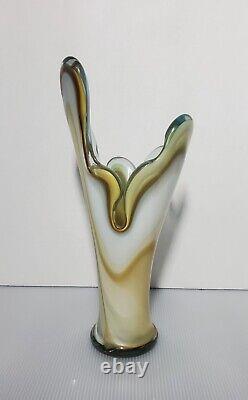 Vintage Murano Style Hand Blown Vase Beach- Wave Break Inspiration