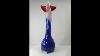 Vintage Murano Style Jack In The Pulpit 12 Vase Hand Blown Red White Blue