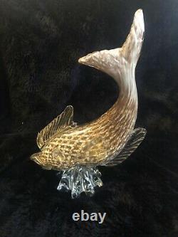 Vintage Murano Style Koi Fish Glass Sculpture 13 3/8 Tall