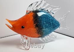 Vintage Murano Style Large Hand Blown Art Glass Fish Sculpture 7 x 11.5