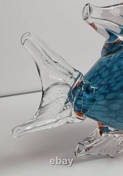 Vintage Murano Style Large Hand Blown Art Glass Fish Sculpture 7 x 11.5