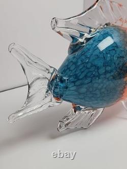 Vintage Murano Style Large Hand Blown Art Glass Fish Sculpture 7 x 11.5