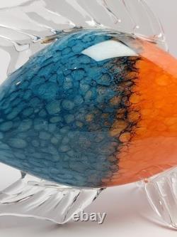 Vintage Murano Style Large Hand Blown Art Glass Fish Sculpture 7 x 11.5