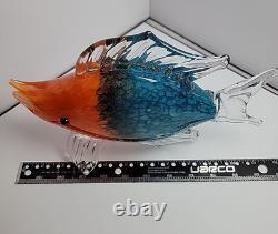Vintage Murano Style Large Hand Blown Art Glass Fish Sculpture 7 x 11.5