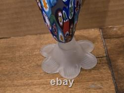 Vintage Murano Style Millefiori Art Glass Horn of Plenty Vase Hand Blown Italy