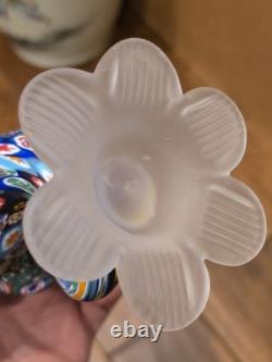 Vintage Murano Style Millefiori Art Glass Horn of Plenty Vase Hand Blown Italy