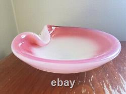 Vintage Murano Thumbprint Bowl Hand Blown Pink Opalescent