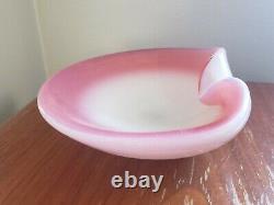 Vintage Murano Thumbprint Bowl Hand Blown Pink Opalescent
