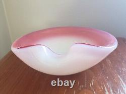 Vintage Murano Thumbprint Bowl Hand Blown Pink Opalescent