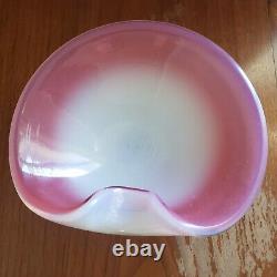 Vintage Murano Thumbprint Bowl Hand Blown Pink Opalescent