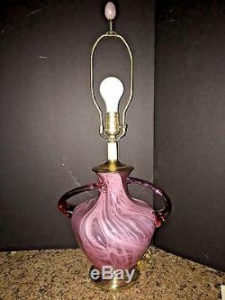 Vintage Murano Toso Hand Blown Art Nouveau Organic Shape Pink/cranberry Lamp