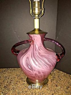 Vintage Murano Toso Hand Blown Art Nouveau Organic Shape Pink/cranberry Lamp