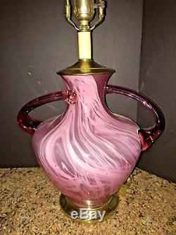 Vintage Murano Toso Hand Blown Art Nouveau Organic Shape Pink/cranberry Lamp