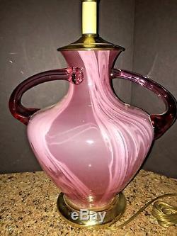 Vintage Murano Toso Hand Blown Art Nouveau Organic Shape Pink/cranberry Lamp