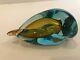 Vintage Murano Twist Tear Drop Shaped Art Glass Amber & Green Sculpture, 7 1/4