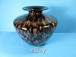 Vintage Murano V. Nason Large Art Glass Vase Black, Copper Aventurine 9.5tall