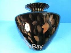 Vintage Murano V. Nason Large Art Glass Vase Black, Copper Aventurine 9.5tall